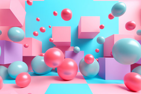 3d render of abstract geometric background. Minimal scene with geometrical forms.の素材