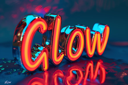 Glowing word CLOW on a dark background. 3D renderingの素材