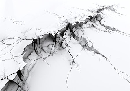 abstract background with black and white paint splashes on white paperの素材