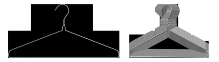Metal Clothes Hanger Isolated on Transparent Backgroundの写真素材