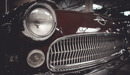 Opel Hood and Grille with Classic Logo on Maroon Carのeditorial素材
