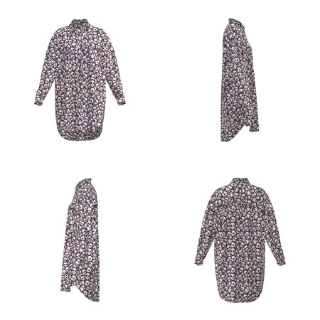 Black and white patterned long shirt. Four views of stylish design. High quality illustrationの写真素材