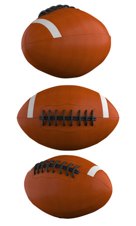Classic American football with textured leather and laces on a black background. High quality photoの写真素材