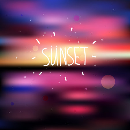 Vector colorful blurred, unfocused sunset, landscape with sea background, nature backdrop, wallpaper for 
corporate designのイラスト素材