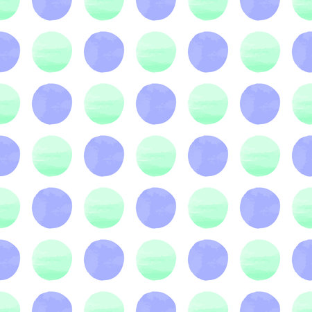 Polka dot watercolor seamless pattern, round isolated aquarelle backgroundのイラスト素材