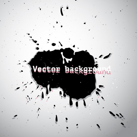 Black vector blot in grunge style on background, decoration design element for poster or bannerのイラスト素材