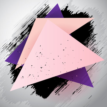 Triangle abstract vector grunge background in gray, pink and purple colorsのイラスト素材