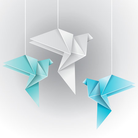Vector origami different color doveのイラスト素材