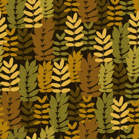 Autumn foliage seamless pattern, vector leaves backgroundのイラスト素材