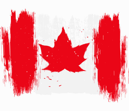Vector Canada stylized flag with maple leaf in grunge styleのイラスト素材