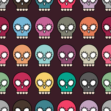 Halloween vector colorful seamless skull pattern backgroundのイラスト素材