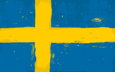 Vector Swedish flag in grunge damaged texturedのイラスト素材