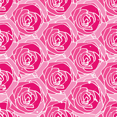 Pink vector rose background, grunge seamless pattern for designのイラスト素材