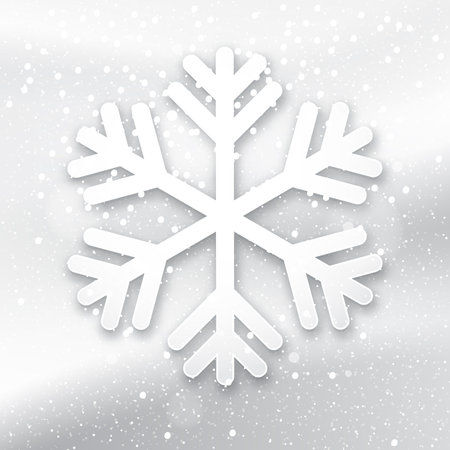 Vector 3d snowflake on a white snowy background, winter illustrationのイラスト素材