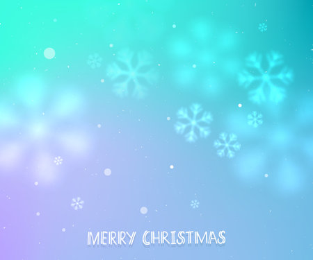 Vector lilac and turquoise color snowy blurred horizontal background, illustration with snow and snowflakes; design template for winter holidaysのイラスト素材