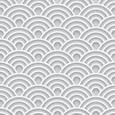 White abstract 3d wave seamless pattern on gray background, vector illustrationのイラスト素材