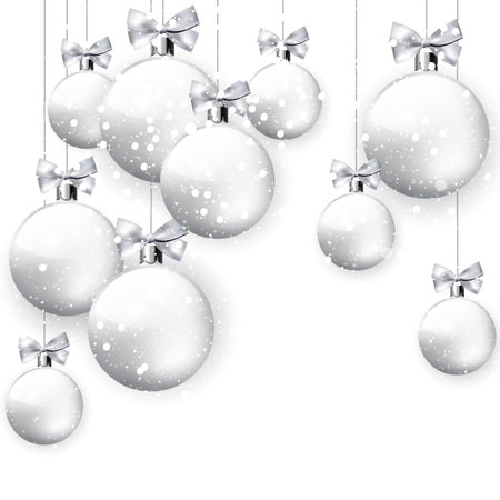 White snowy Christmas decoration background, winter holiday vector decorative illustrationのイラスト素材