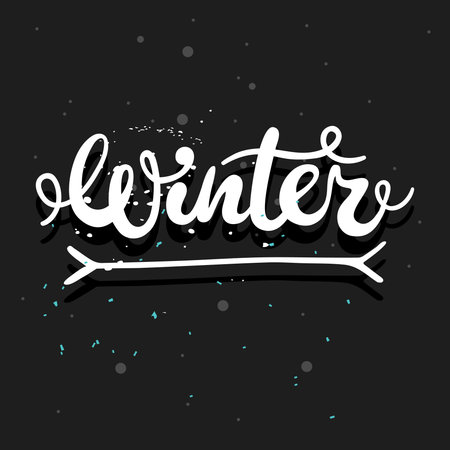 Winter hand written calligraphy word; white vector lettering on a dark backgroundのイラスト素材