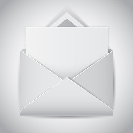 Clear e-mail vector icon, realistic open envelope with empty letterのイラスト素材