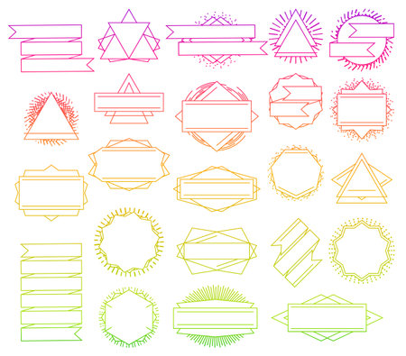Big vector set of line design hipster logo templates, isolated outline badges and 
emblemsのイラスト素材