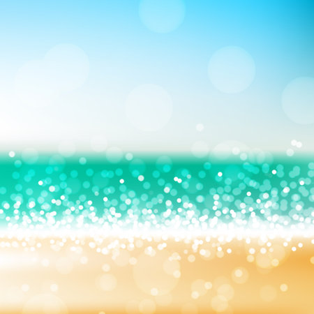 Tropical beach vector abstract background, bright blurred sea and sand sceneのイラスト素材