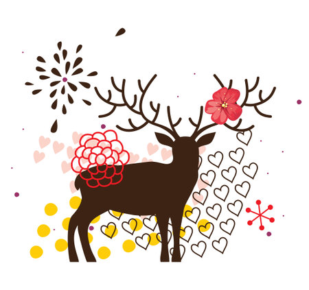 Floral deer with flowerのイラスト素材
