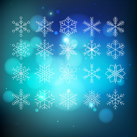 Big snowflake set on blue abctract backgroundのイラスト素材