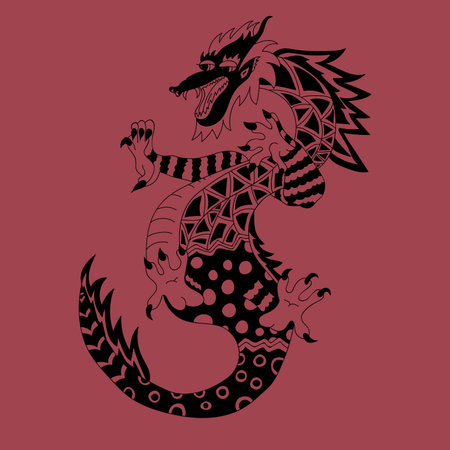 dragon illustration drawn by handのイラスト素材