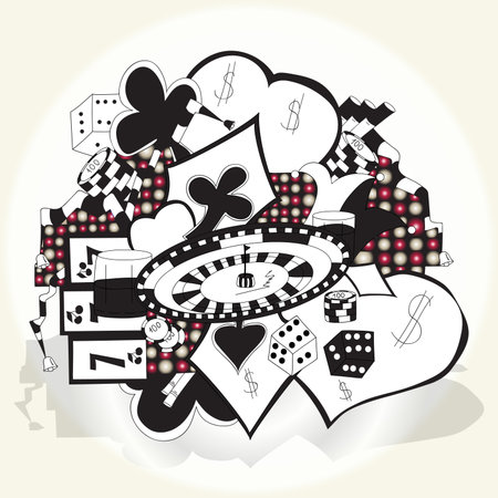 Entertainment casino.Vector illustration, colorful, hand-drawnのイラスト素材