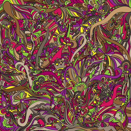 Abstract, floral pattern .Vector illustration, hand drawn doodleのイラスト素材