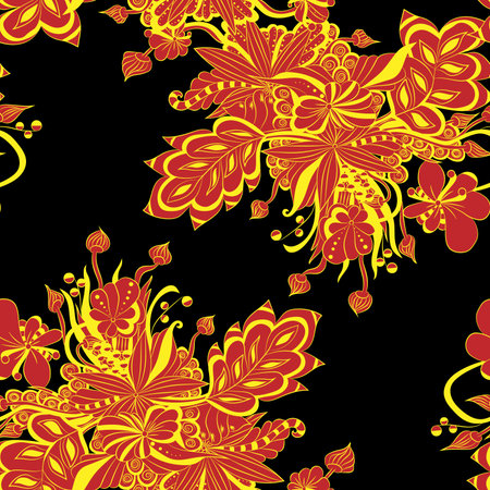 Abstract floral, seamless pattern. Painted, scrawled. For meditation, soothingのイラスト素材