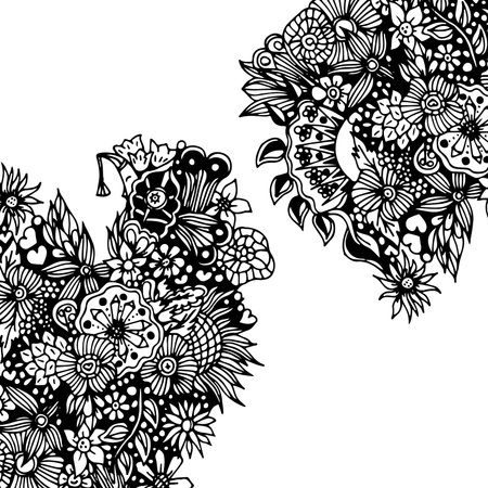 Abstract floral.Drawn dudles. For meditation, soothing, textileのイラスト素材