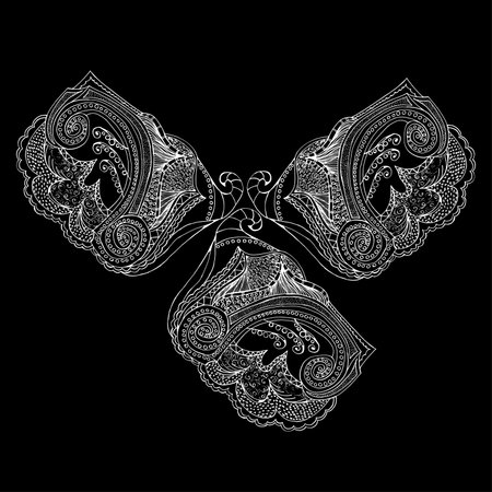 Psychedelic pattern. For meditation, soothing, twisting elements. Doodle drawn by hand.のイラスト素材