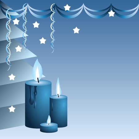 Blue Christmas candles.のイラスト素材