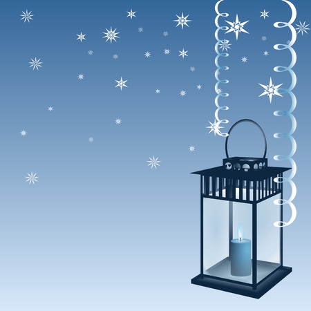 Blue Christmas with lantern.のイラスト素材