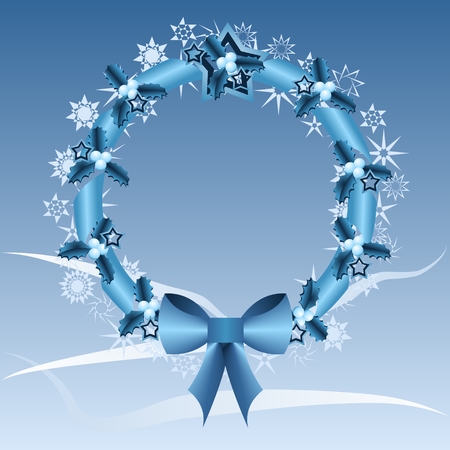 Blue Christmas wreath.のイラスト素材