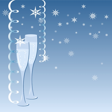 Blue Christmas glass of champagne.のイラスト素材