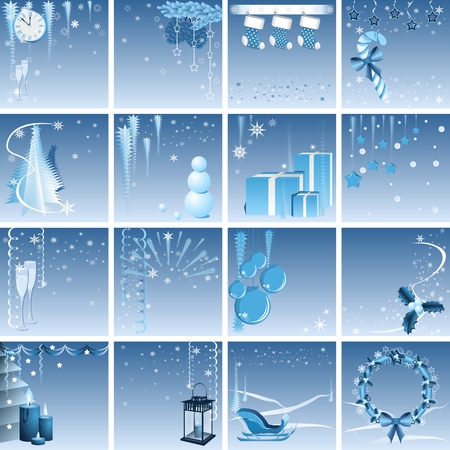 Blue Christmas set.のイラスト素材