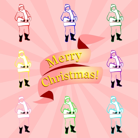 Christmas pink greeting card with Santa Clausのイラスト素材