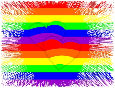 Gay and LGBT rainbow colors hearts shapeのイラスト素材