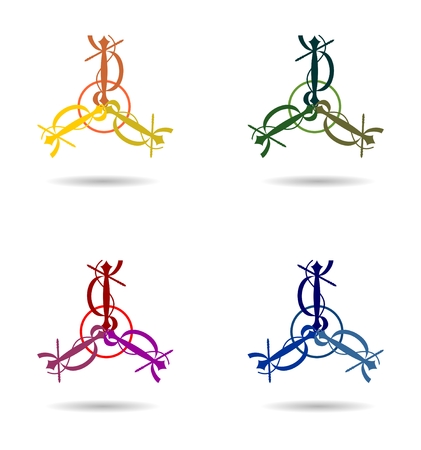 Design of three-color logo in the style of medieval heraldryのイラスト素材