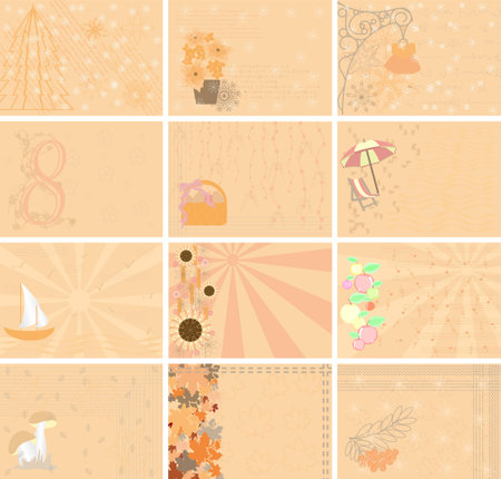 Four seasons background collection in vintage styleの写真素材