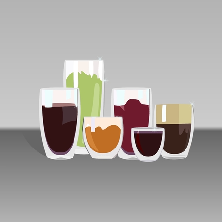 A set of glasses with beverage.のイラスト素材