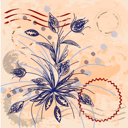 Vintage background with an dark blue floralのイラスト素材