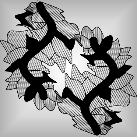 Plants in the style of patchwork.のイラスト素材