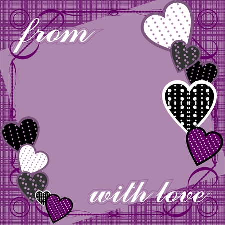 Purple background with hearts and an inscriptionのイラスト素材