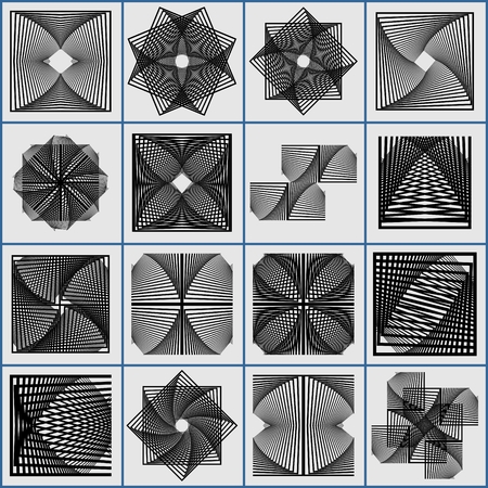 Black knitted elements from lines and squaresのイラスト素材
