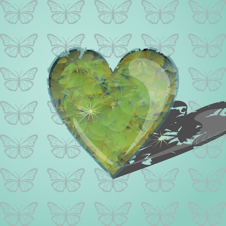 Volumetric heart from green plantsのイラスト素材