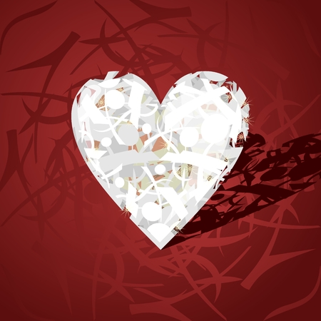 Volumetric white heart from linesのイラスト素材