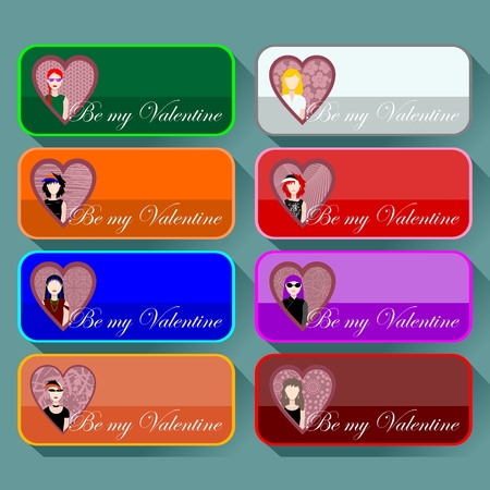 Set of icons for Valentine s day with femaleのイラスト素材